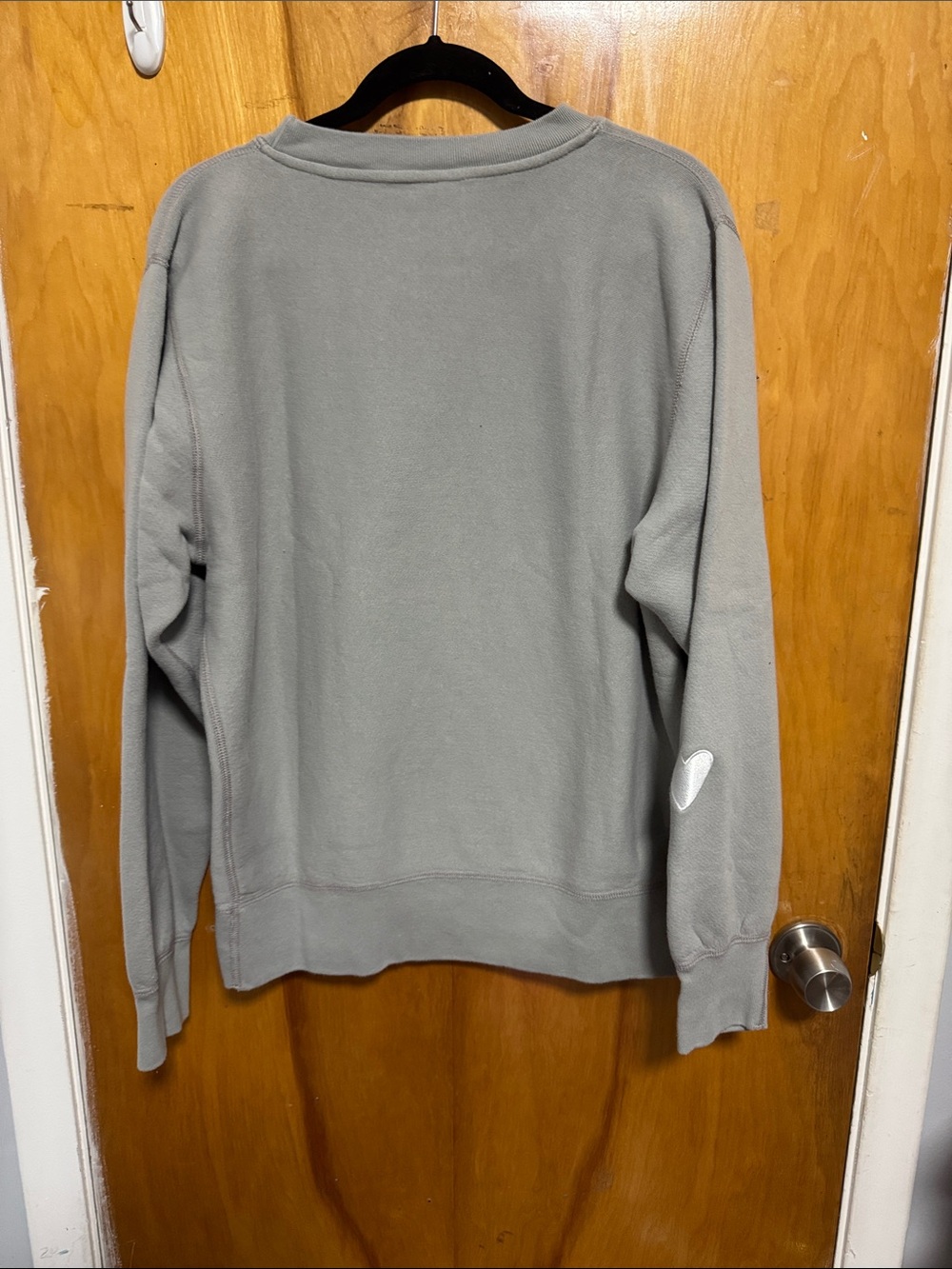 Grey 'Detroit' Embroidered Crewneck Sweatshirt with Blue Script - Picture 8 of 9